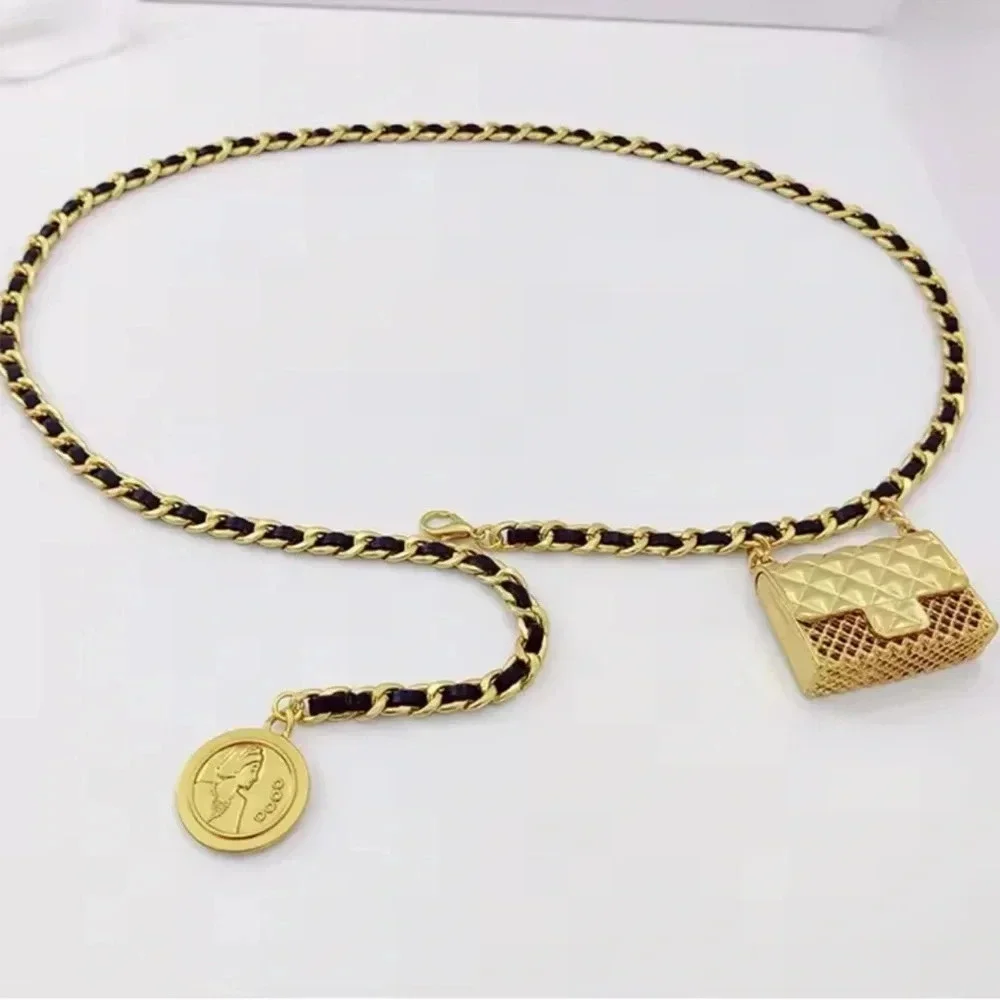 Anthropologie Mini Double Chain Charm Belt/Bag